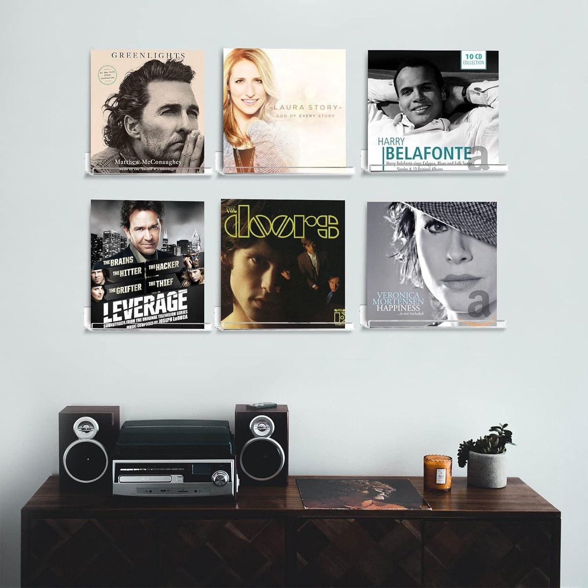 LP Houder aan de muur – 6 stuks – Inclusief bevestigingsmateriaal