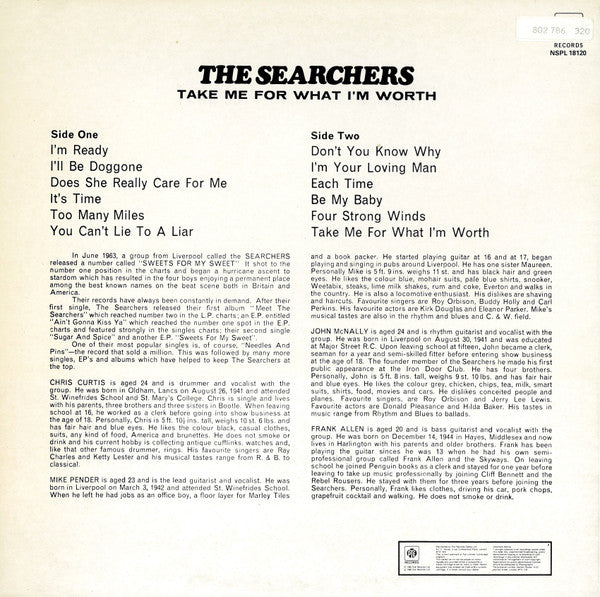 The Searchers – Take Me For What I'm Worth