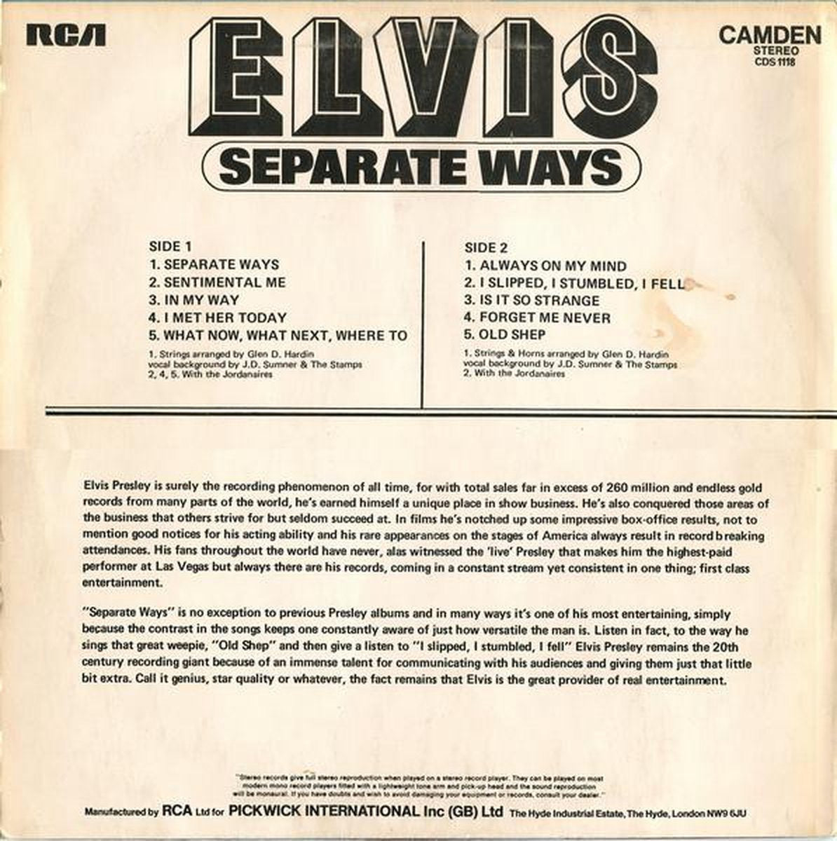 Elvis Presley – Separate Ways