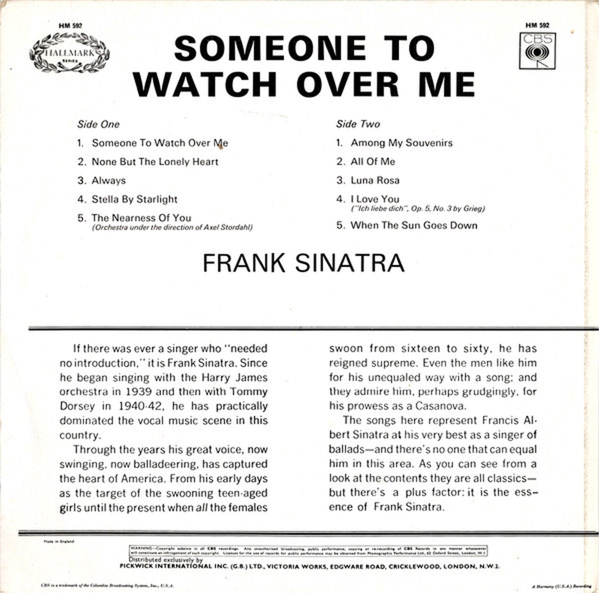 Frank Sinatra – Someone to watch over me