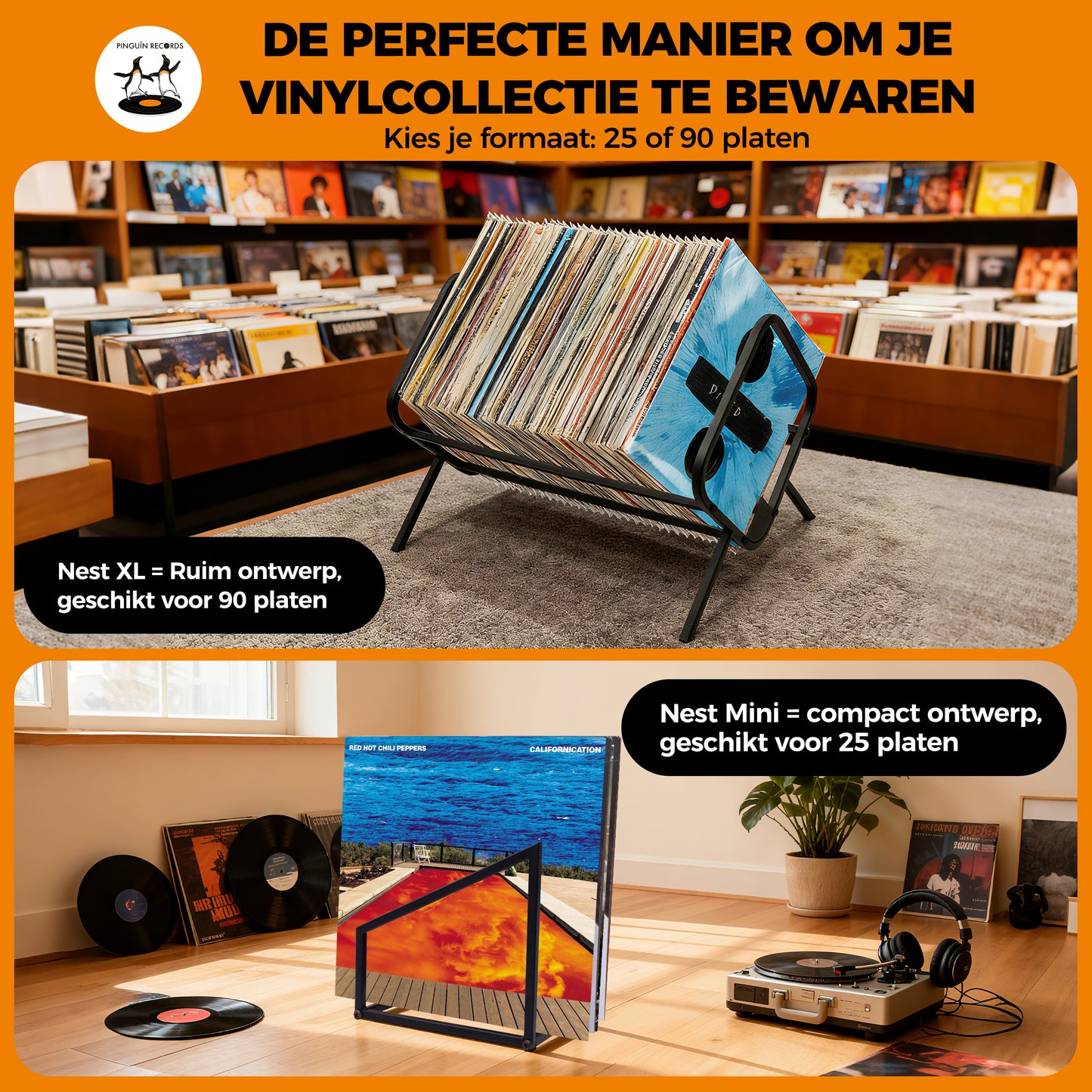 LP opbergsysteem – Vinyl Nest XL – Geschikt voor circa 90 LP’s
