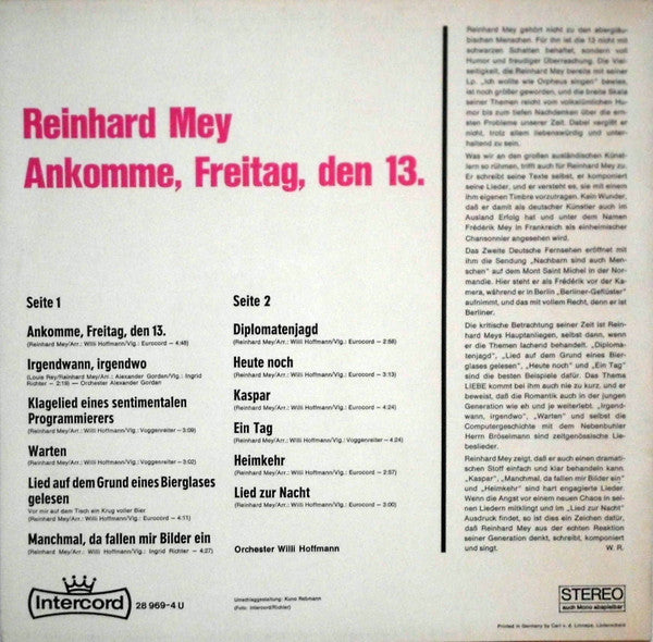 Reinhard Mey – Ankomme Freitag Den 13