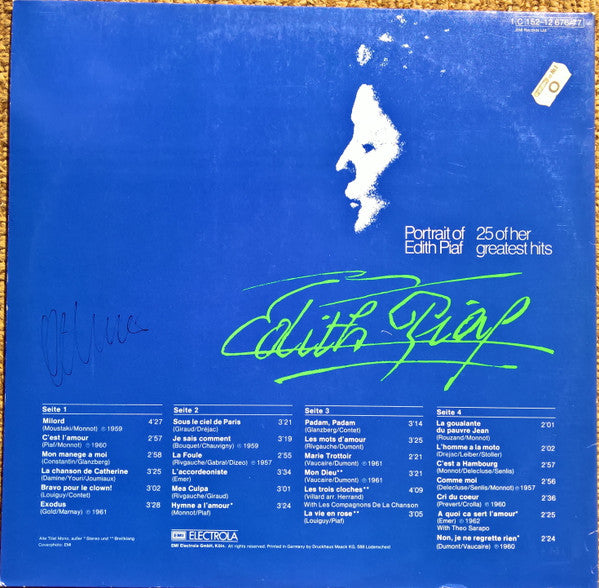 Edith Piaf – 25 Of Her Greatest Hits