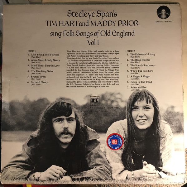 Tim Hart And Maddy Prior – Steeleye Span's Tim Hart And Maddy Prior Sing Folk Songs Of Old England Vol I