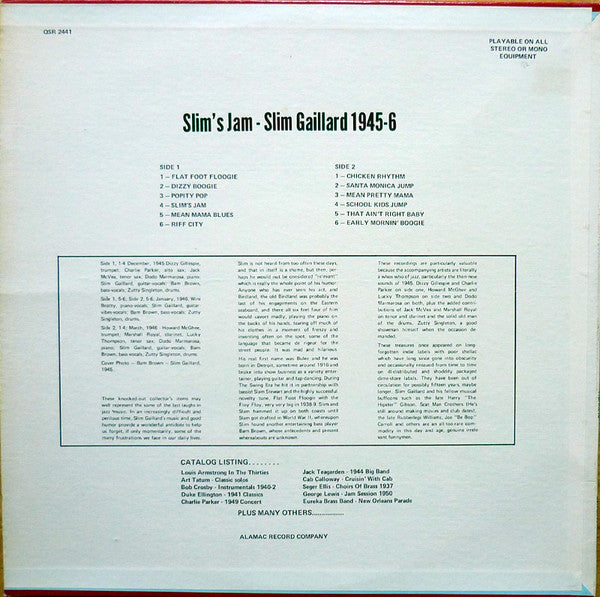 Slim Gaillard – Slim's Jam - Slim Gaillard 1945-6