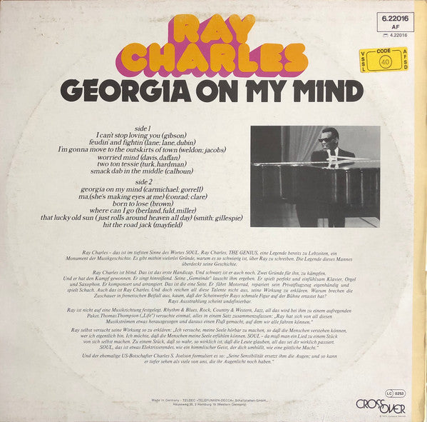 Ray Charles – Georgia On My Mind And Other Great Songs